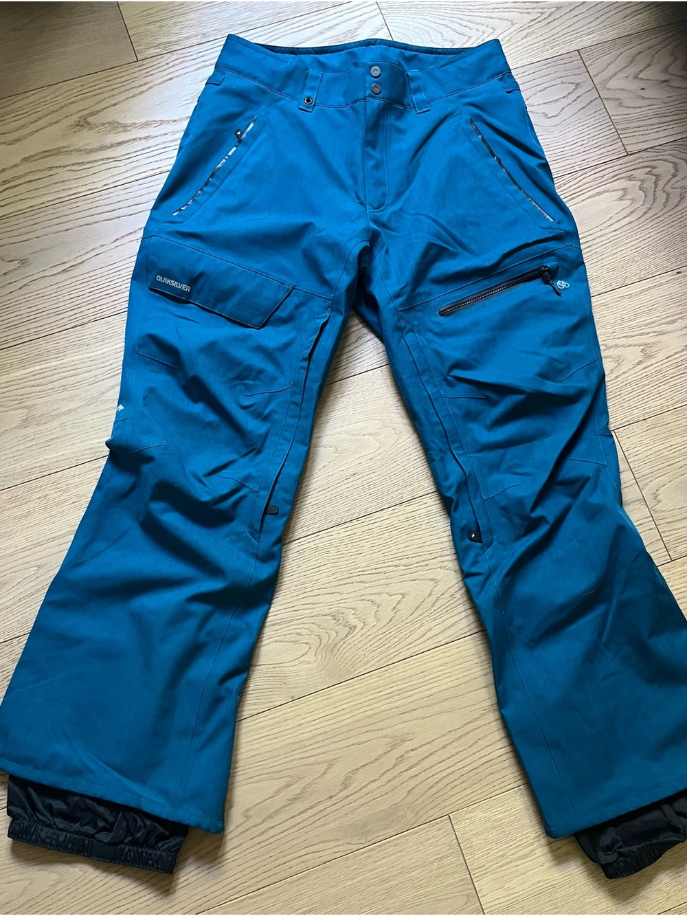 Quiksilver Teal Ski/Snow Pants with Cargo Pockets— Size Medium